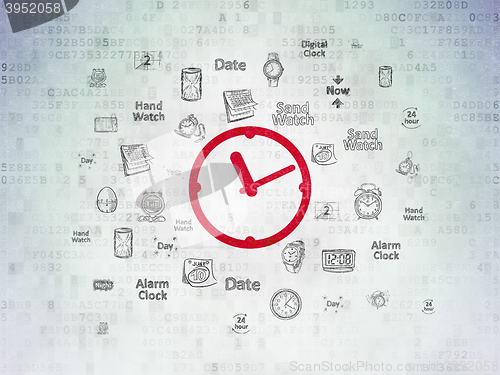 Image of Time concept: Clock on Digital Data Paper background