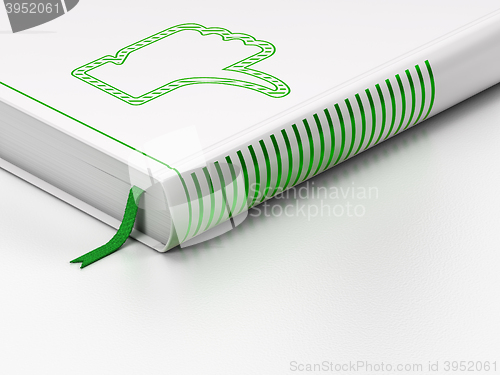 Image of Social media concept: closed book, Thumb Down on white background