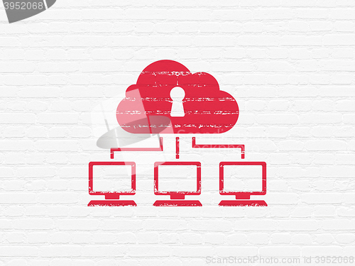Image of Cloud technology concept: Cloud Network on wall background