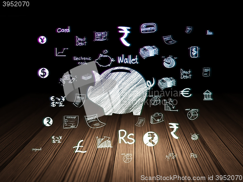 Image of Banking concept: Money Box in grunge dark room