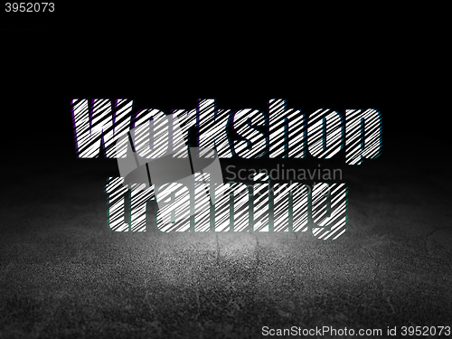 Image of Studying concept: Workshop Training in grunge dark room