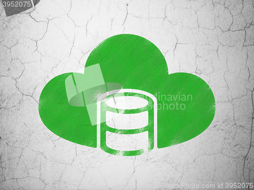 Image of Cloud computing concept: Database With Cloud on wall background