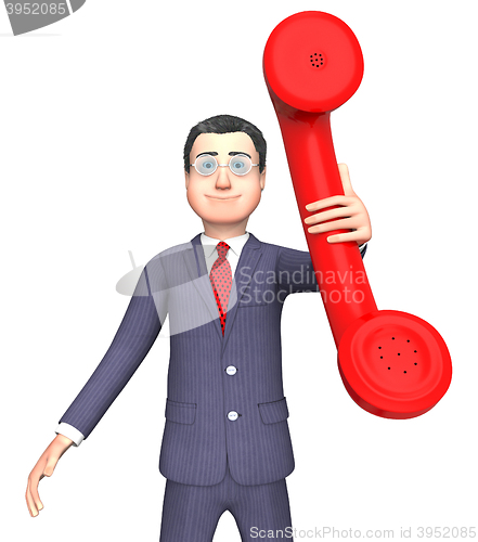 Image of Talking Character Shows Phone Call And Business 3d Rendering