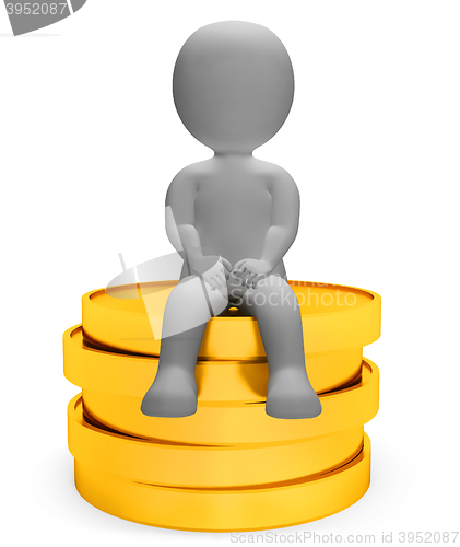 Image of Coins Money Means Treasure Saver And Finances 3d Rendering