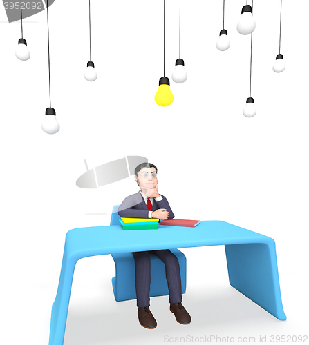 Image of Businessman Lightbulbs Shows Power Sources And Concept 3d Render