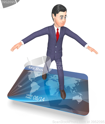 Image of Debit Card Shows Business Person And Bankruptcy 3d Rendering