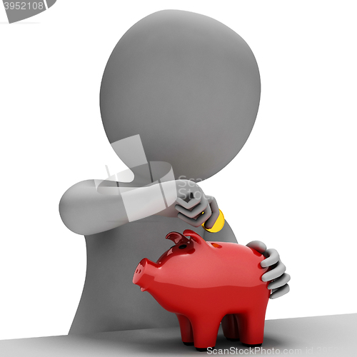 Image of Money Piggybank Indicates Finance Saves And Wealth 3d Rendering