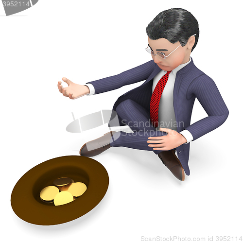 Image of Coins Begging Indicates Business Person And Cash 3d Rendering