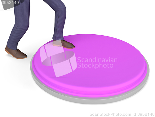 Image of Button Businessman Shows Stop Entrepreneurs And Power 3d Renderi
