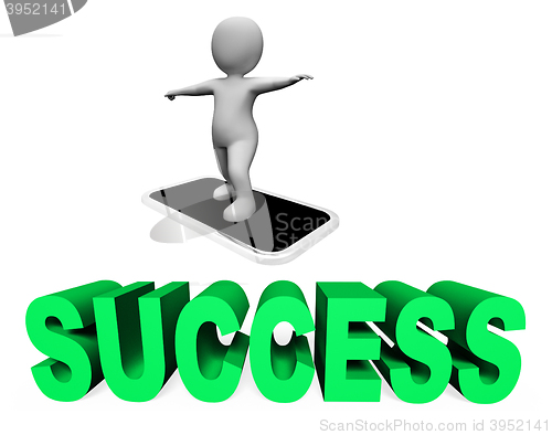 Image of Success Online Represents Mobile Phone And Cellphone 3d Renderin