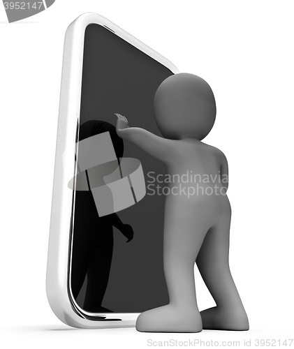 Image of Smartphone Character Represents World Wide Web And Net 3d Render