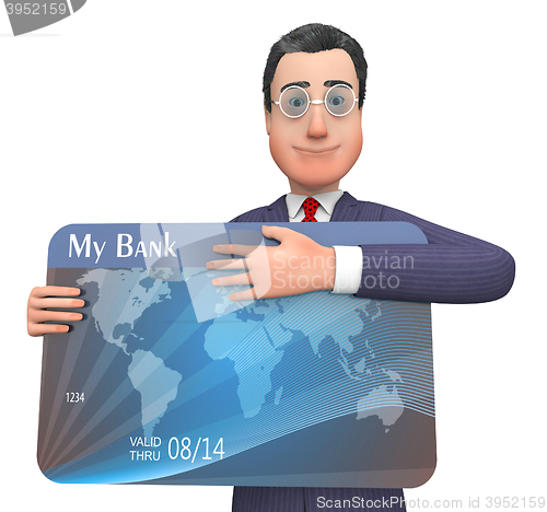 Image of Credit Card Means Business Person And Bank 3d Rendering