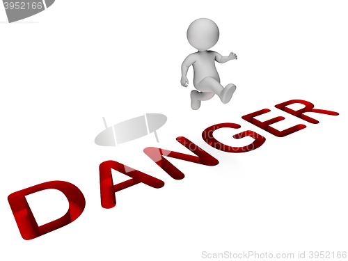 Image of Danger Character Represents Climb Over And Cautious 3d Rendering
