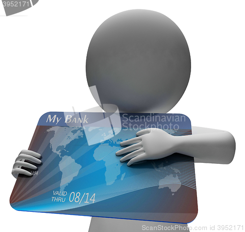 Image of Debit Card Indicates Buying Banking And Indebtedness 3d Renderin