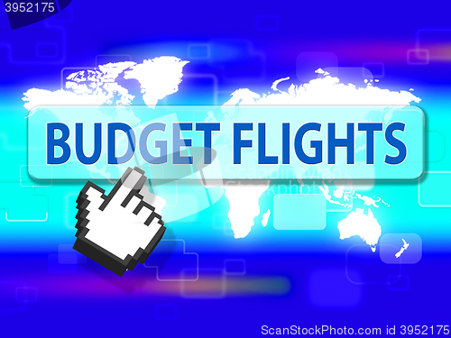 Image of Budget Flights Shows Special Offer And Airplane