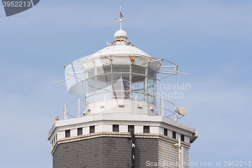 Image of Anapa, Russia - March 9, 2016: A view of the top part of Anapa lighthouse, set on the shore of the cape in the center of Anapa