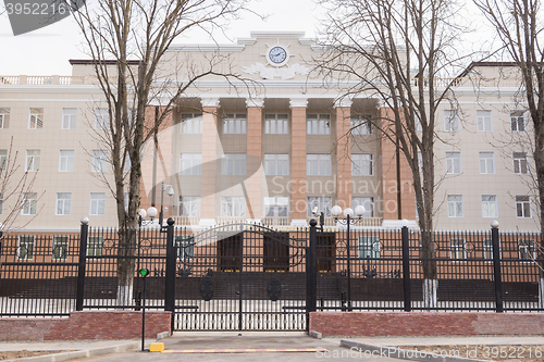 Image of Anapa, Russia - March 9, 2016: The facade of the Institute of the Coast Guard of the Russian Federal Security Service in the city of Anapa resort