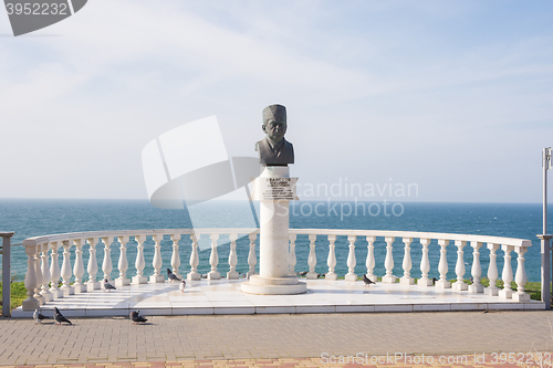 Image of Anapa, Russia - March 10, 2016: monument in honor of the honored doctor of Russia Vladimir N. Avanesov, set on the high bank of the resort town of Anapa