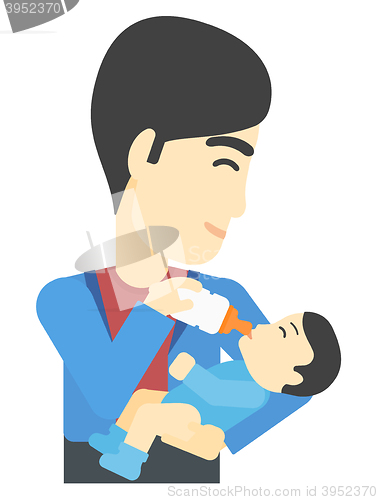 Image of Man feeding baby.