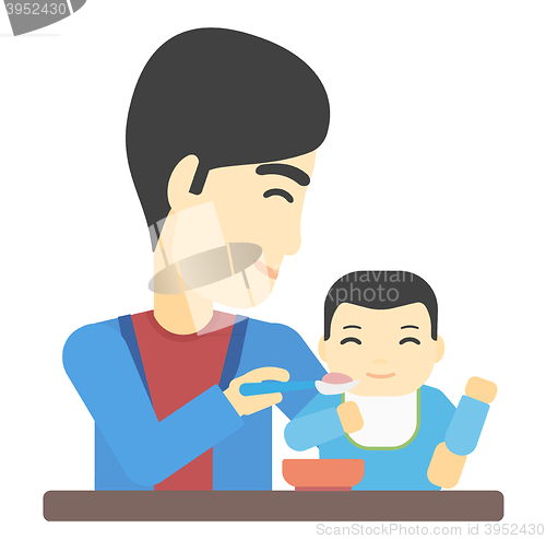 Image of Man feeding baby.