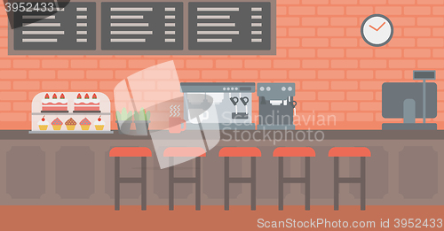 Image of Background of bakery with pastry and coffee maker.