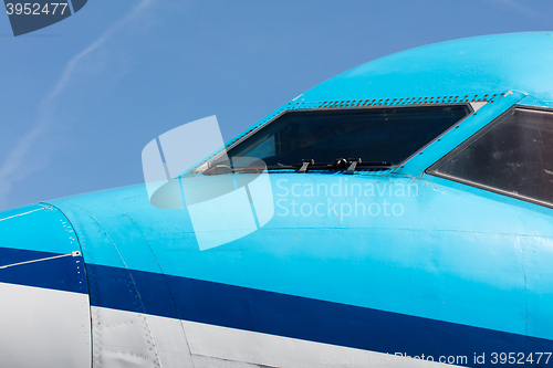 Image of Cockpit close up of jet airplane