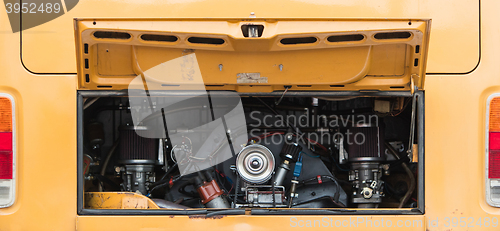 Image of Vintage rv camper-van engine close-up