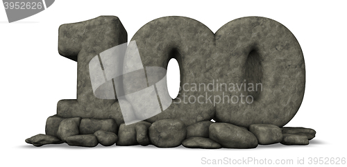 Image of stone number hundred on white background - 3d rendering
