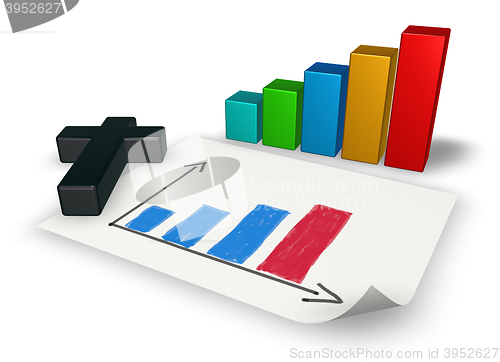 Image of business graph with christian cross - 3d rendering