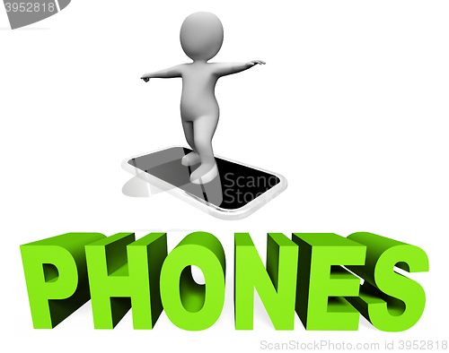 Image of Online Phones Shows Mobility Telephone And 3d Rendering