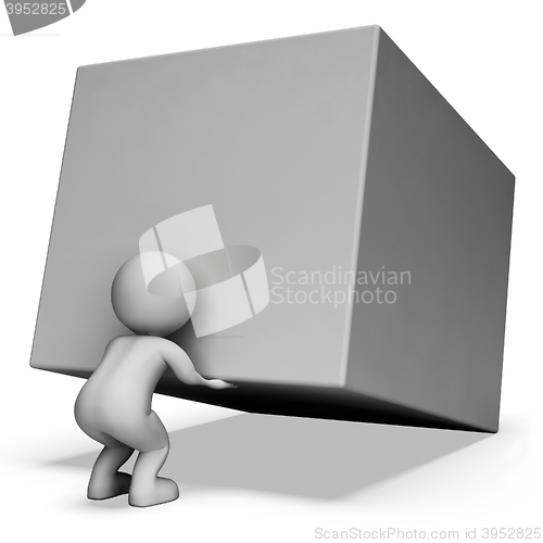 Image of Copyspace Character Represents Man Blank And Boxes 3d Rendering