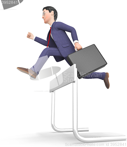 Image of Win Businessman Represents Climb Over And Blocked 3d Rendering