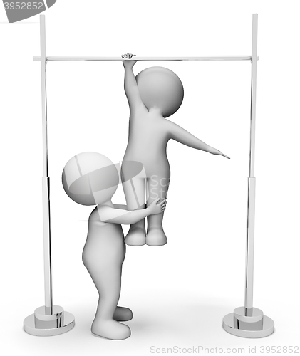 Image of High Bar Shows Get Fit And Apparatus 3d Rendering