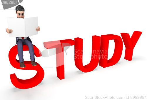 Image of Study Businessman Represents Character Educated And Studied 3d R