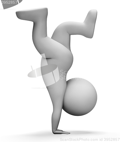 Image of Character Handstand Indicates Getting Fit And Acrobat 3d Renderi