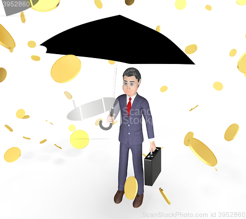 Image of Coins Character Represents Business Person And Sky 3d Rendering