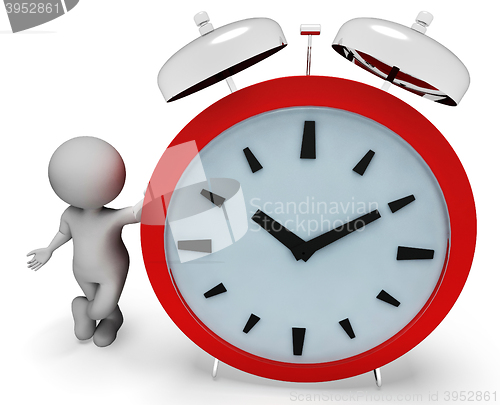 Image of Alarm Character Indicates Alert Illustration And Time 3d Renderi