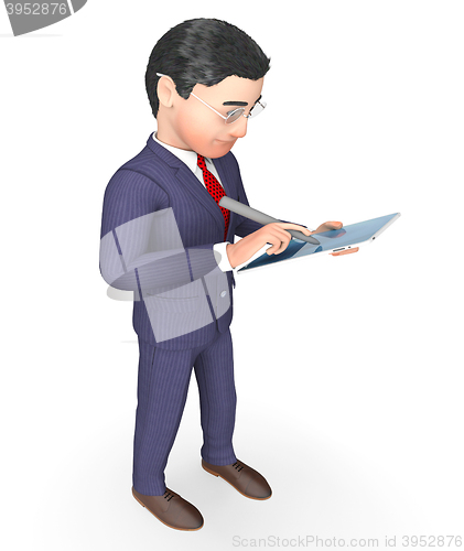 Image of Businessman Writing Indicates Progress Report And Analysis 3d Re