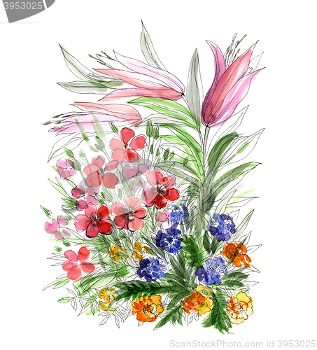 Image of Decorative hand drawing flowers