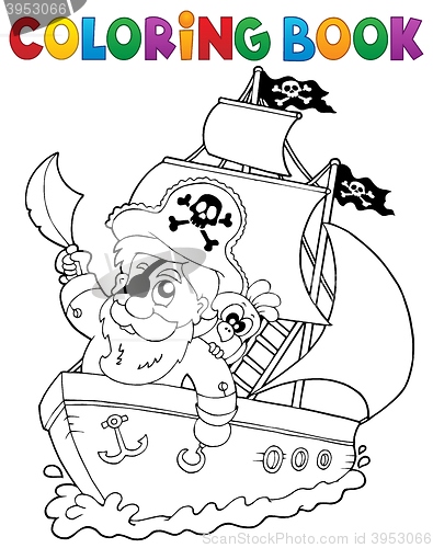 Image of Coloring book ship with pirate 2
