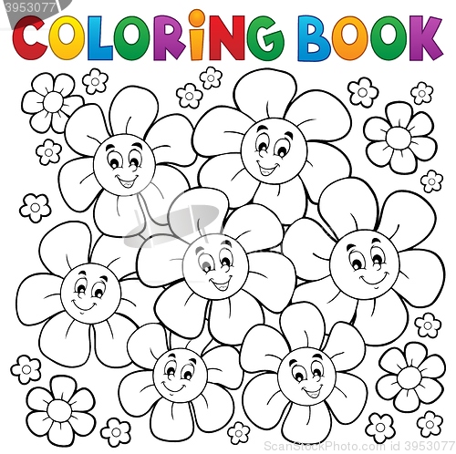 Image of Coloring book with smiling flowers 1
