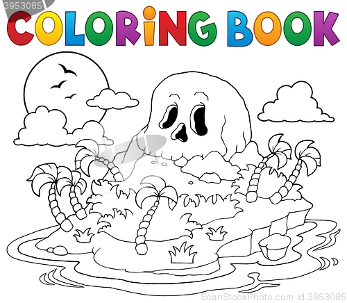 Image of Coloring book pirate skull island