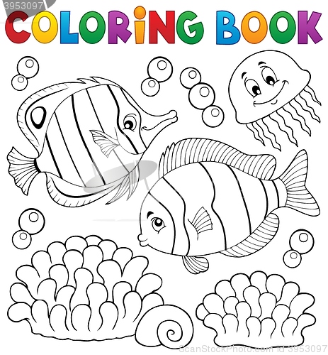 Image of Coloring book coral fish theme 2