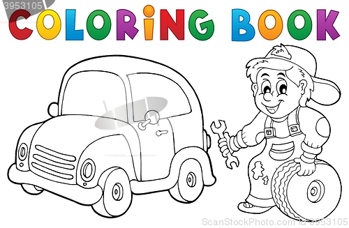 Image of Coloring book car mechanic theme 1
