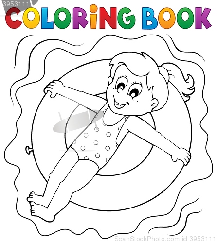 Image of Coloring book girl on swim ring