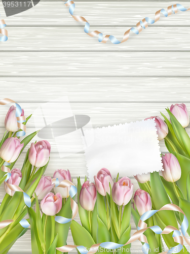 Image of Paper card with tulips. EPS 10
