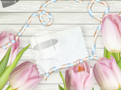 Image of Vintage toned tulips and note paper. EPS 10
