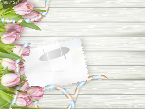 Image of Paper card with tulips. EPS 10