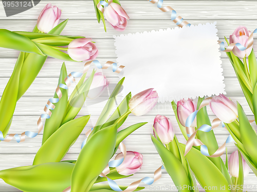 Image of Paper card with tulips. EPS 10