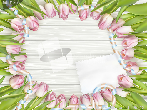 Image of Paper card with tulips. EPS 10